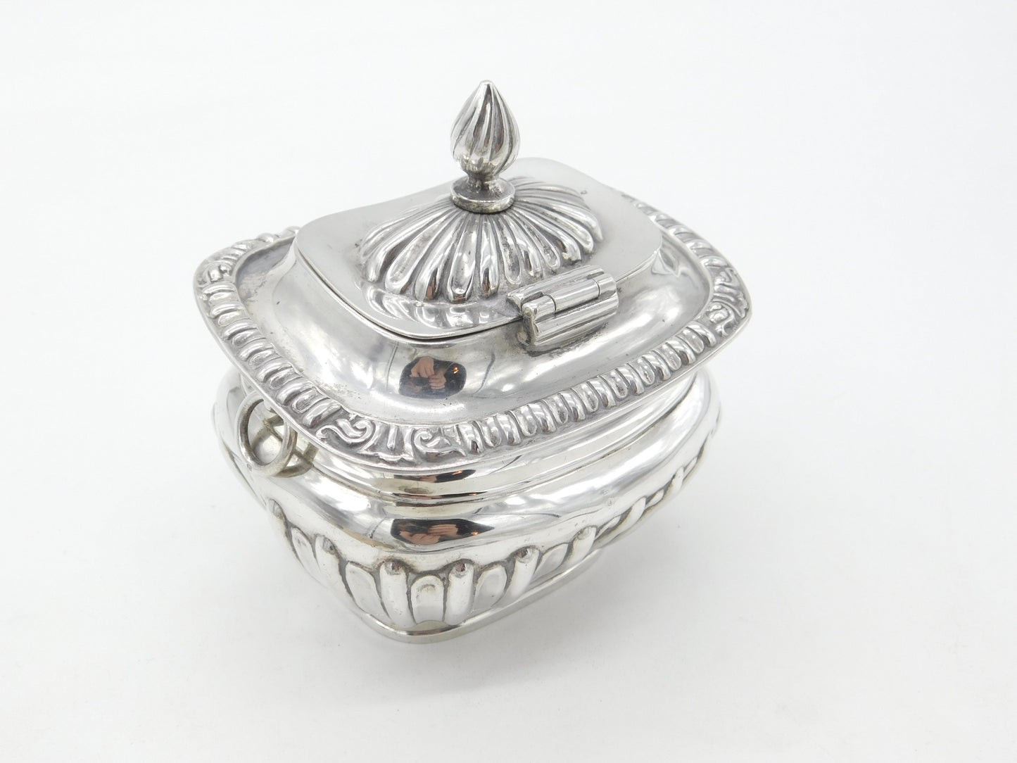 Edwardian Sterling Silver Fluted Tea Caddy Antique 1905 Birmingham