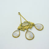 George III 9ct Gold Floral Pattern Blue Lace Agate Drop Pendant Antique c1820