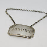 Victorian Sterling Silver Sherry Decanter Label Antique 1851 Birmingham G. Unite