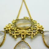 George III 9ct Gold Floral Pattern Blue Lace Agate Drop Pendant Antique c1820