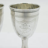 Pair of Sterling Silver Floral Kiddush Cups Antique 1915 London Art Deco