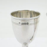 Pair of Sterling Silver Floral Kiddush Cups Antique 1915 London Art Deco