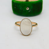 Victorian 9ct Rose Gold & Cabochon Moonstone Dress Ring Antique c1880