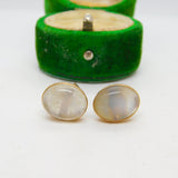 Victorian 9ct Rose Gold & Cabochon Moonstone Stud Earrings Antique c1880