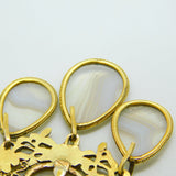 George III 9ct Gold Floral Pattern Blue Lace Agate Drop Pendant Antique c1820