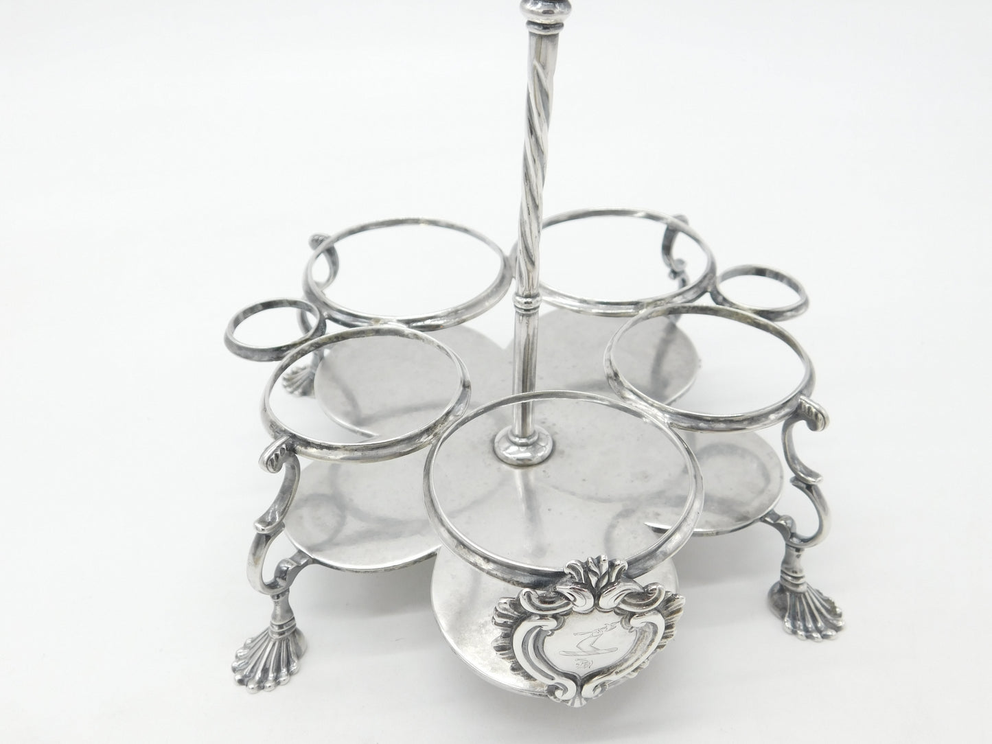 Georgian Sterling Silver Warwick Cruet Stand Crested 1770 London Antique