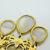 George III 9ct Gold Floral Pattern Blue Lace Agate Drop Pendant Antique c1820