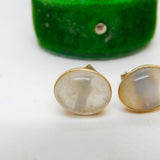 Victorian 9ct Rose Gold & Cabochon Moonstone Stud Earrings Antique c1880