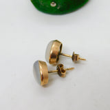 Victorian 9ct Rose Gold & Cabochon Moonstone Stud Earrings Antique c1880