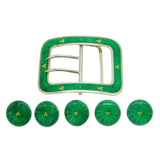 Edwardian Sterling Silver & Enamel Shamrock Buckle & Buttons Antique Birmingham