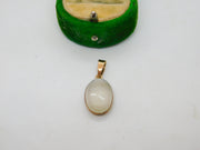 Victorian 9ct Rose Gold & Cabochon Moonstone Drop Pendant Antique c1880