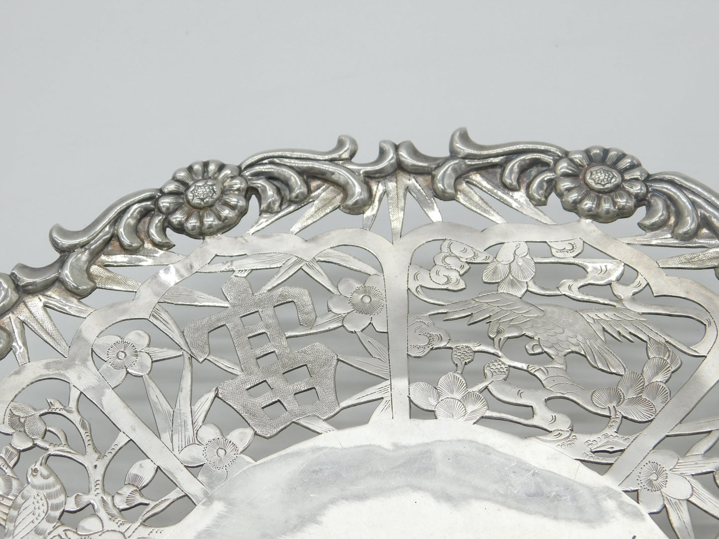 Chinese Export Sterling Silver Treat Sweet Meats or Cake Dish Bowl Vintage c1930