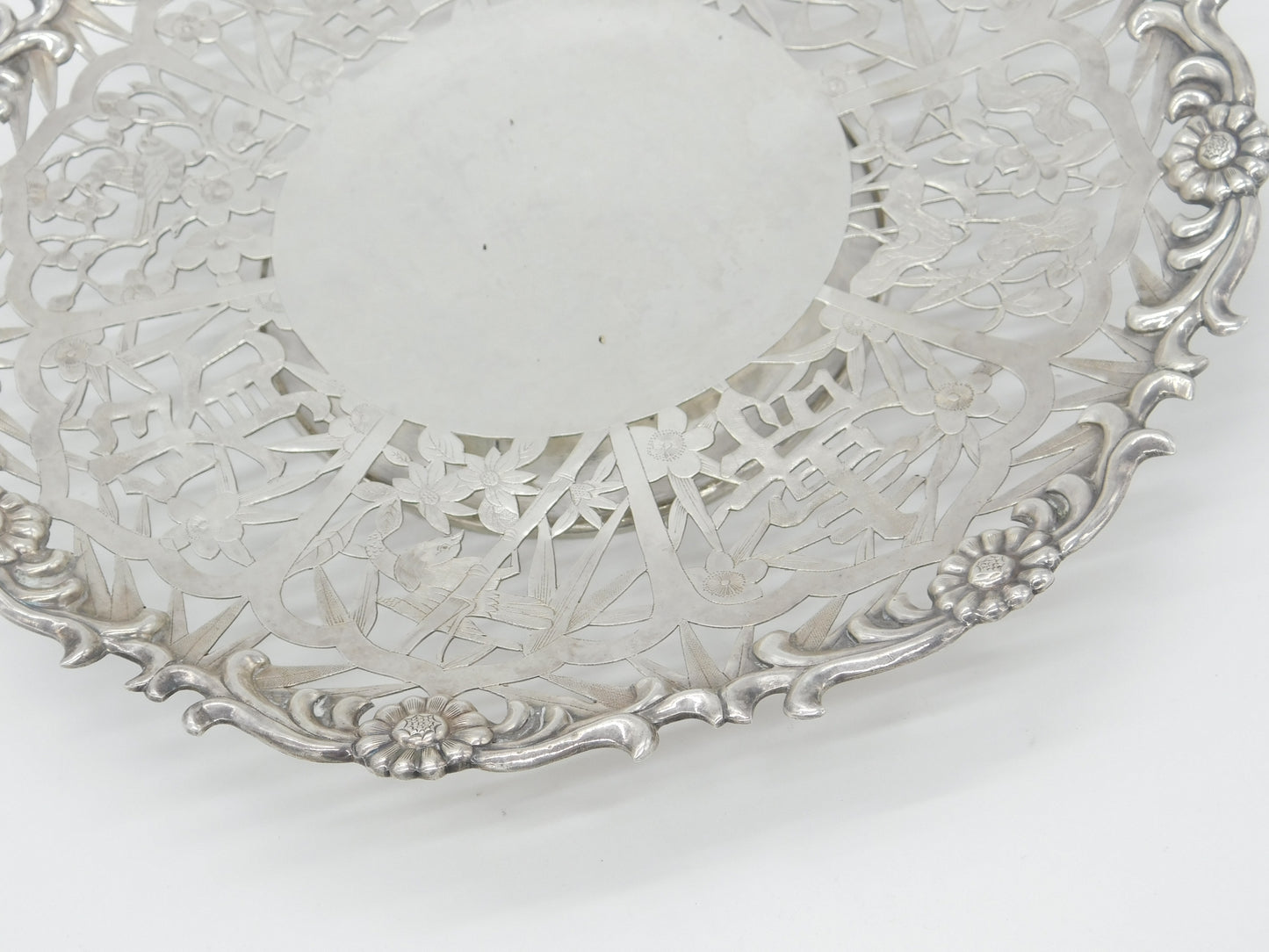 Chinese Export Sterling Silver Treat Sweet Meats or Cake Dish Bowl Vintage c1930