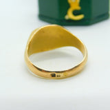 Portuguese 19ct Yellow Gold & Enamel Flag Signet Ring Antique c1930 Art Deco
