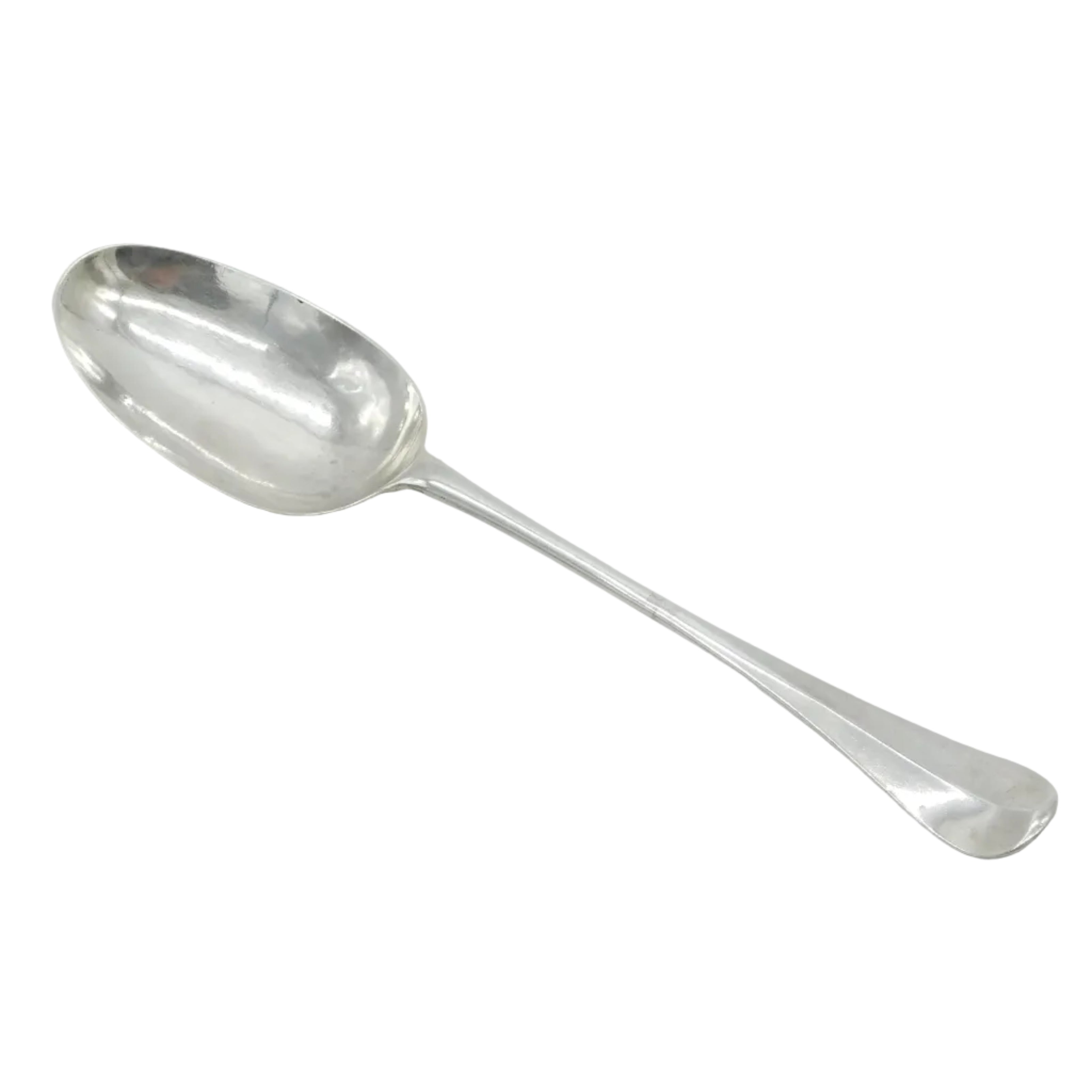 Antique silver Hanoverian rat tail tablespoon with a plain handle, hallmarked London 1719.