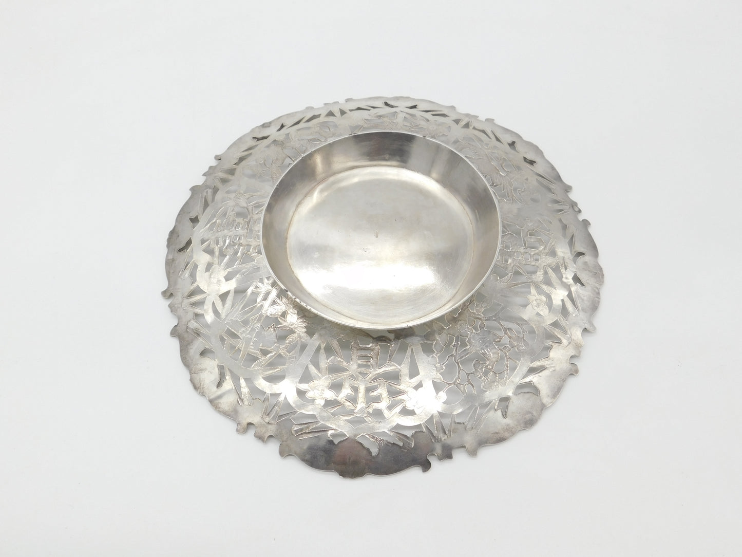 Chinese Export Sterling Silver Treat Sweet Meats or Cake Dish Bowl Vintage c1930