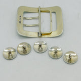 Edwardian Sterling Silver & Enamel Shamrock Buckle & Buttons Antique Birmingham