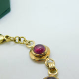 9ct Yellow Gold & Cabochon Almandine Garnet Panel Bracelet Vintage c1970