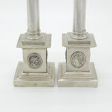Regency French Colonial Sterling Silver Neoclassical Cast Candlesticks c1830