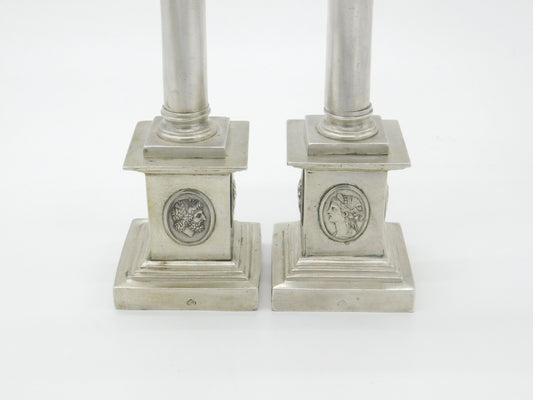 Regency French Colonial Sterling Silver Neoclassical Cast Candlesticks c1830
