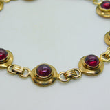 9ct Yellow Gold & Cabochon Almandine Garnet Panel Bracelet Vintage c1970