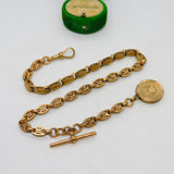 Victorian 9ct Yellow Gold Fancy Link Watch Chain & Locket Antique c1860