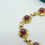 9ct Yellow Gold & Cabochon Almandine Garnet Panel Bracelet Vintage c1970