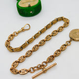 Victorian 9ct Yellow Gold Fancy Link Watch Chain & Locket Antique c1860