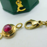 9ct Yellow Gold & Cabochon Almandine Garnet Panel Bracelet Vintage c1970