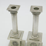 Regency French Colonial Sterling Silver Neoclassical Cast Candlesticks c1830