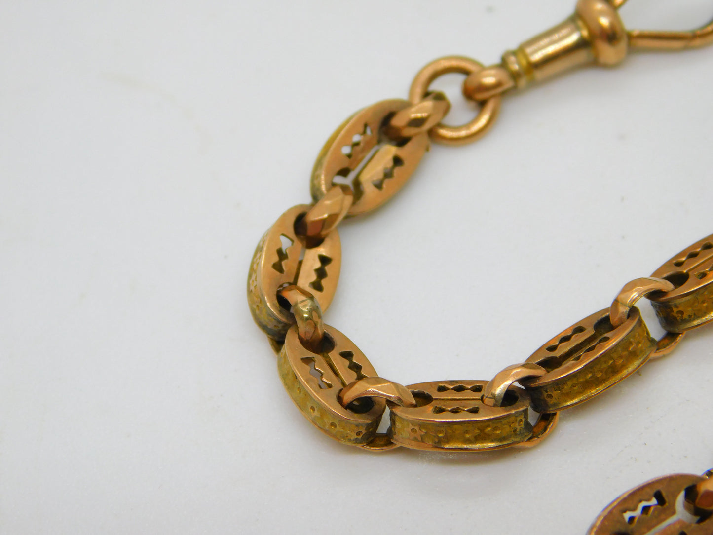 Victorian 9ct Yellow Gold Fancy Link Watch Chain & Locket Antique c1860