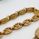 Victorian 9ct Yellow Gold Fancy Link Watch Chain & Locket Antique c1860