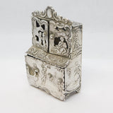 Victorian Sterling Silver Miniature Dolls House Wardrobe Antique 1894 London