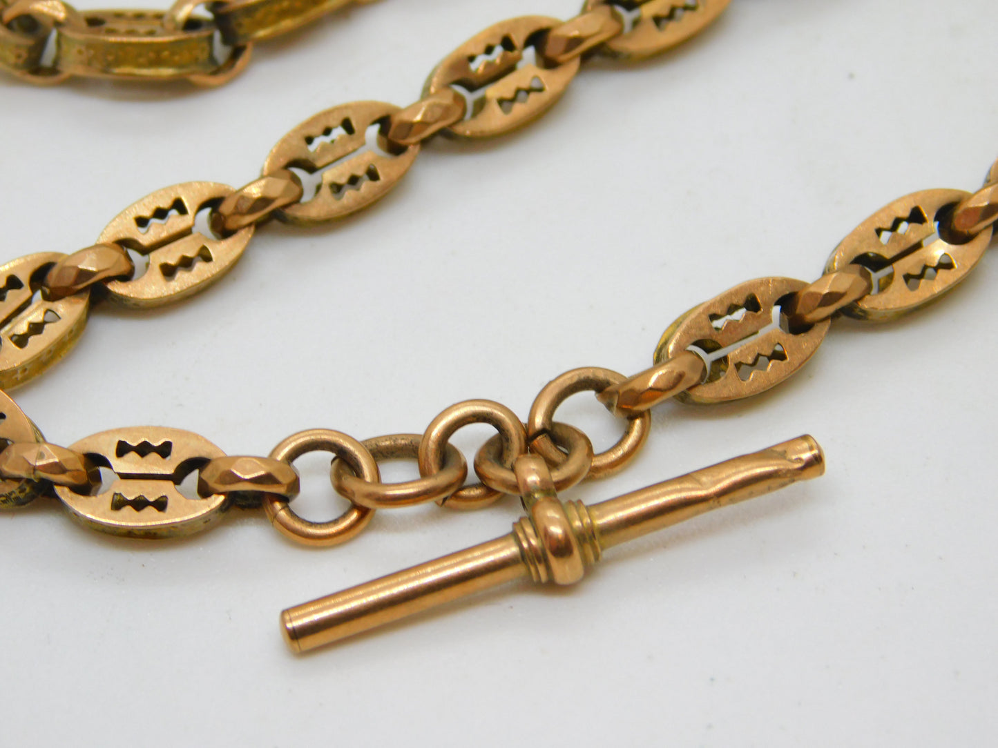 Victorian 9ct Yellow Gold Fancy Link Watch Chain & Locket Antique c1860