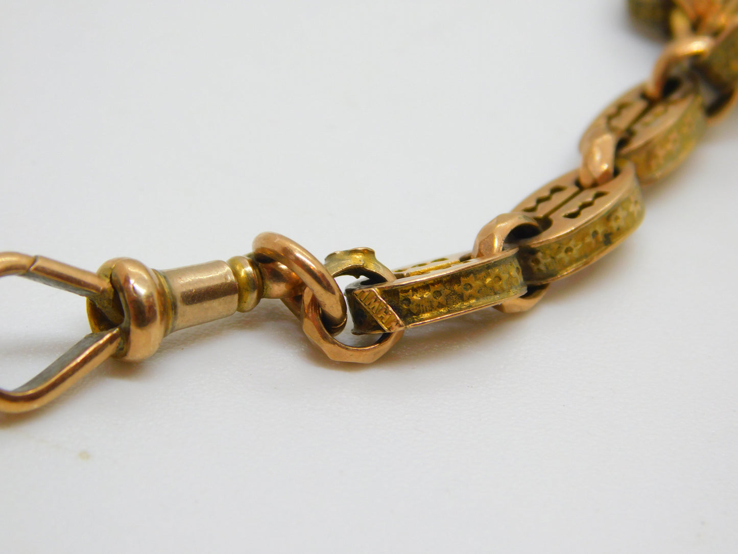 Victorian 9ct Yellow Gold Fancy Link Watch Chain & Locket Antique c1860