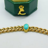 Victorian 15ct Gold & Cabochon Turquoise Set Chain Bracelet Antique c1890