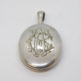 Victorian Sterling Silver Monogram Locket Pendant Antique c1880s