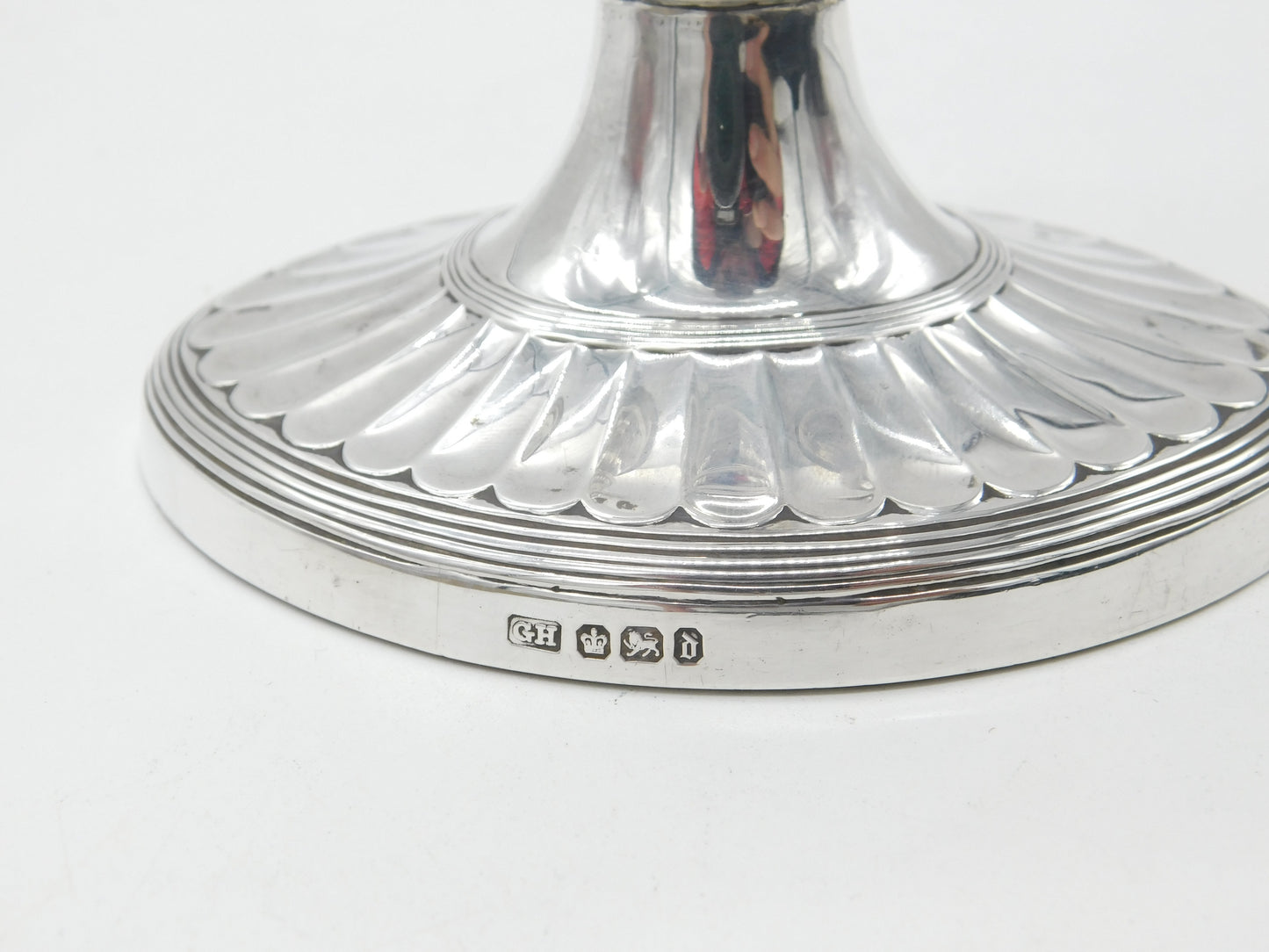 Victorian Sterling Silver Fluted Pattern Piano Candlestick Antique 1896 Sheffiel