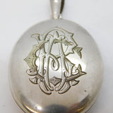 Victorian Sterling Silver Monogram Locket Pendant Antique c1880s