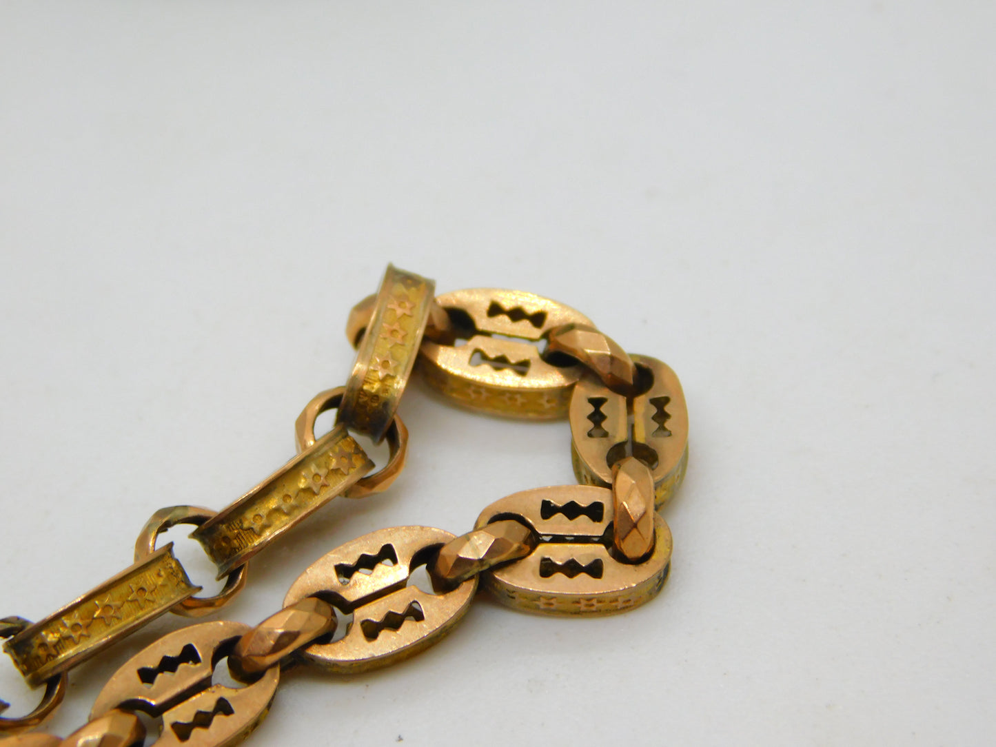 Victorian 9ct Yellow Gold Fancy Link Watch Chain & Locket Antique c1860