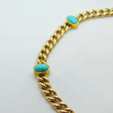 Victorian 15ct Gold & Cabochon Turquoise Set Chain Bracelet Antique c1890