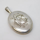 Victorian Sterling Silver Monogram Locket Pendant Antique c1880s