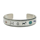 Navajo Sterling Silver Hardstone Stone Bangle Bracelet Vintage c1950s