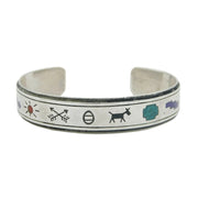 Navajo Sterling Silver Hardstone Stone Bangle Bracelet Vintage c1950s