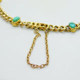 Victorian 15ct Gold & Cabochon Turquoise Set Chain Bracelet Antique c1890