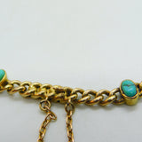 Victorian 15ct Gold & Cabochon Turquoise Set Chain Bracelet Antique c1890
