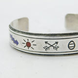 Navajo Sterling Silver Hardstone Stone Bangle Bracelet Vintage c1950s