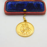 Large St Christopher Patron of Travel 9ct Yellow Gold Pendant Vintage c1970