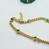Victorian 15ct Gold & Cabochon Turquoise Set Chain Bracelet Antique c1890