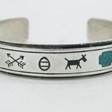 Navajo Sterling Silver Hardstone Stone Bangle Bracelet Vintage c1950s